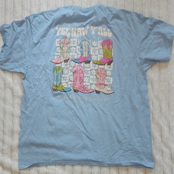 Simply Southern Blue Short Sleeve Tee with Whimsical Graphic - Picture 1 of 5